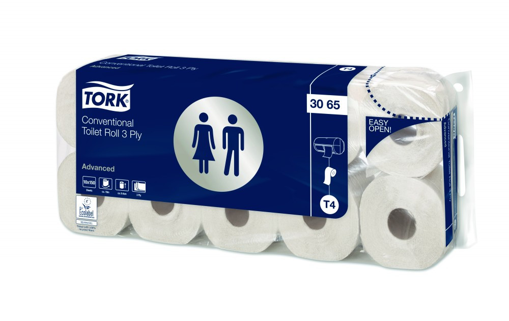 Tork Advanced kistekercses toalettpapír (T4), 3 rétegű, 10 tekercs/csomag, 7 csomag/zsák