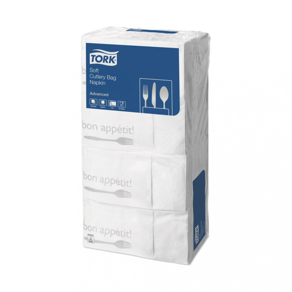 Tork Soft Bon Appetit Cutlery Pocket szervizszalvéta, evőeszköz zsebbel, 200 db/csomag, 6 csomag/karton