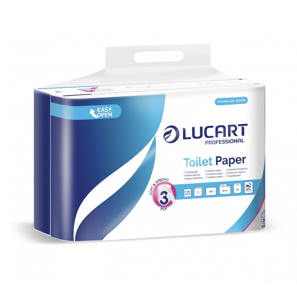Lucart Strong 3.24 toalettpapír, 24 tekercs/csomag, 3 csomag/zsák