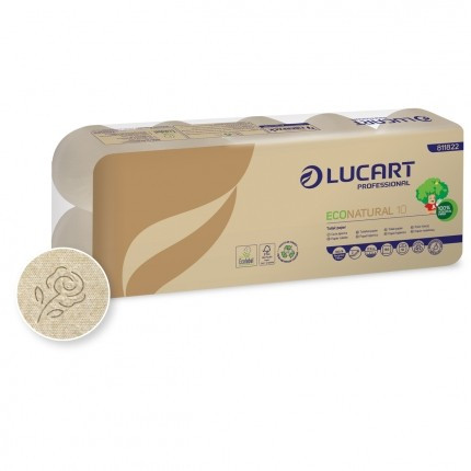 Lucart EcoNatural 10 toalettpapír, 10 tekercs/csomag, 12 csomag/zsák