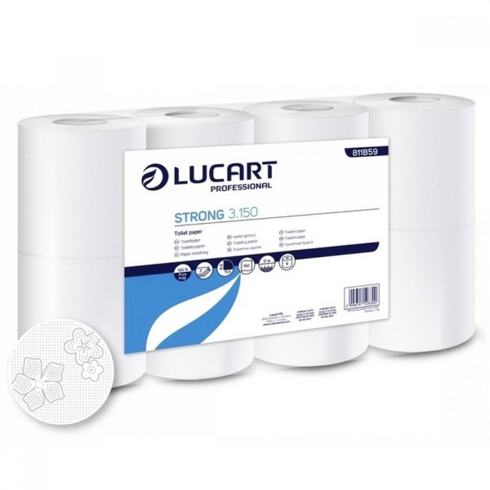 Lucart Strong 3.150 toalettpapír, 8 tekercs/csomag, 8 csomag/zsák